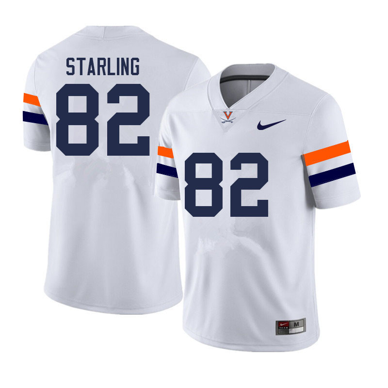 Men #82 Demick Starling Virginia Cavaliers College Football Jerseys Sale-White - Click Image to Close